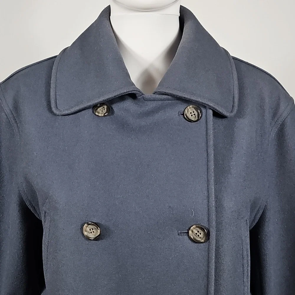 J. Crew 80% Wool Blend Slate Blue Gray Classic Double Breasted Pea Coat